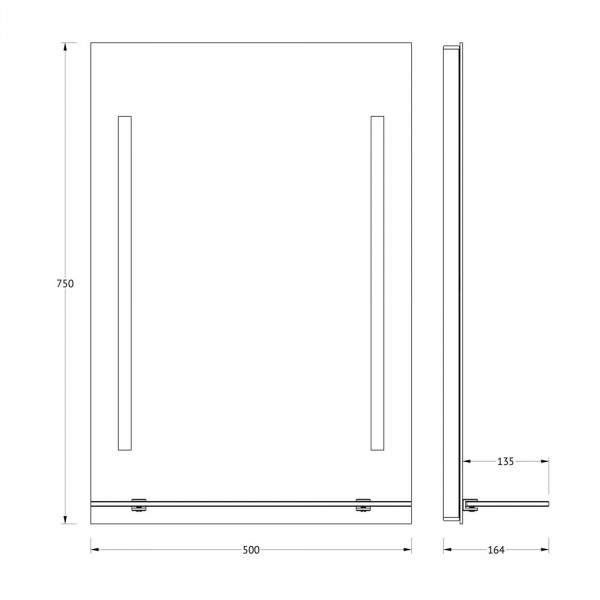 Зеркало с полочкой с 2-мя встроенными LED-светильниками 11W 50x75 см EVOFORM BY 2160 sun-id-561505 - Вид №3