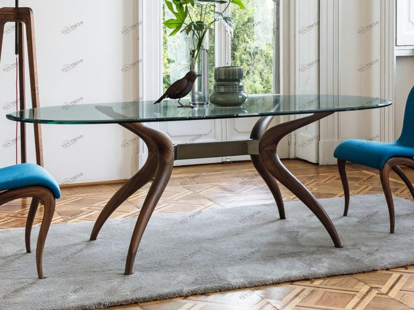 Porada Овальный обеденный стол из хрусталя Iron sun-id-1470112