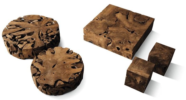 ELITE TO BE Круглый журнальный столик из тикового бриара Eno sun-id-1358698 - Вид №1