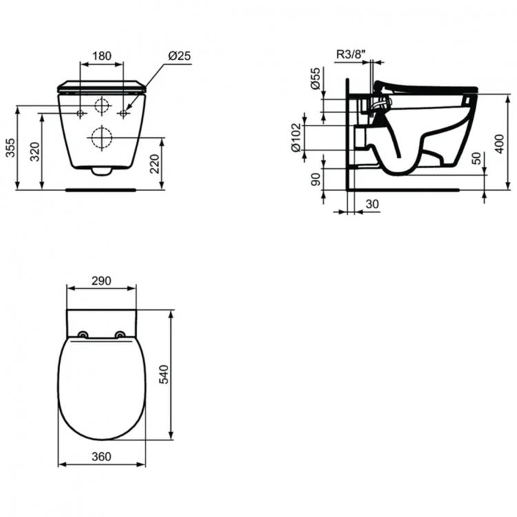 E772101 Подвесной унитаз с полностью скрытым креплением Ideal Standard CONNECT - Вид №2