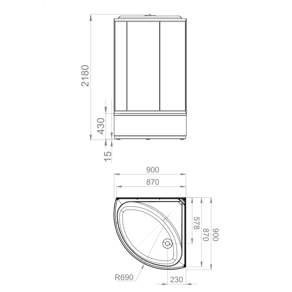 DOMANI-SPA Simple — угловая душевая кабина с гидромассажем 90×90 см 87210060 STLM-0984821 - Вид №6