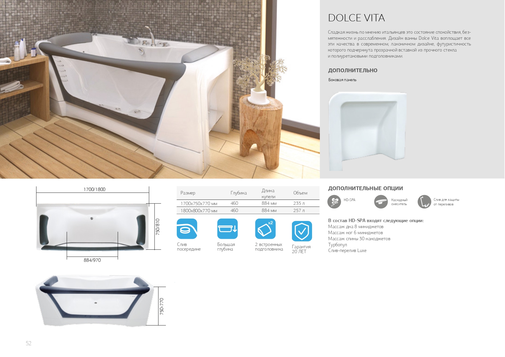 У16535 Ванна Aima DOLCE VITA 180x80 1 Marka DOLCE VITA - Вид №4