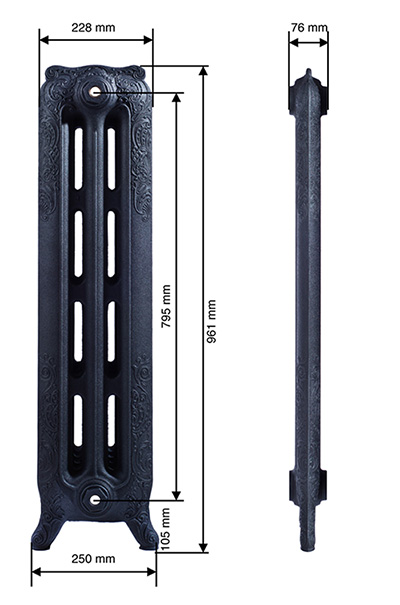 Чугунный радиатор GuRaTec Apollo 970 10 секций 7811 - Вид №3