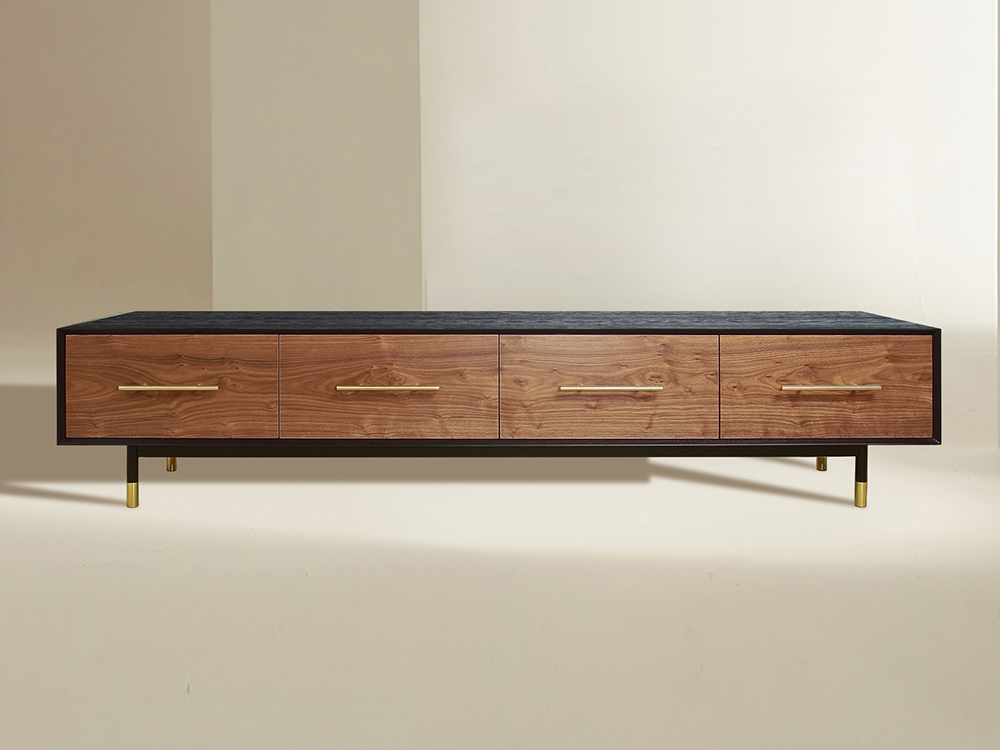 Тумба под телевизор с 4 ящиками американский орех Impala ACWD IMPALA 00-3981924 Коричневый;черный  - Вид №1