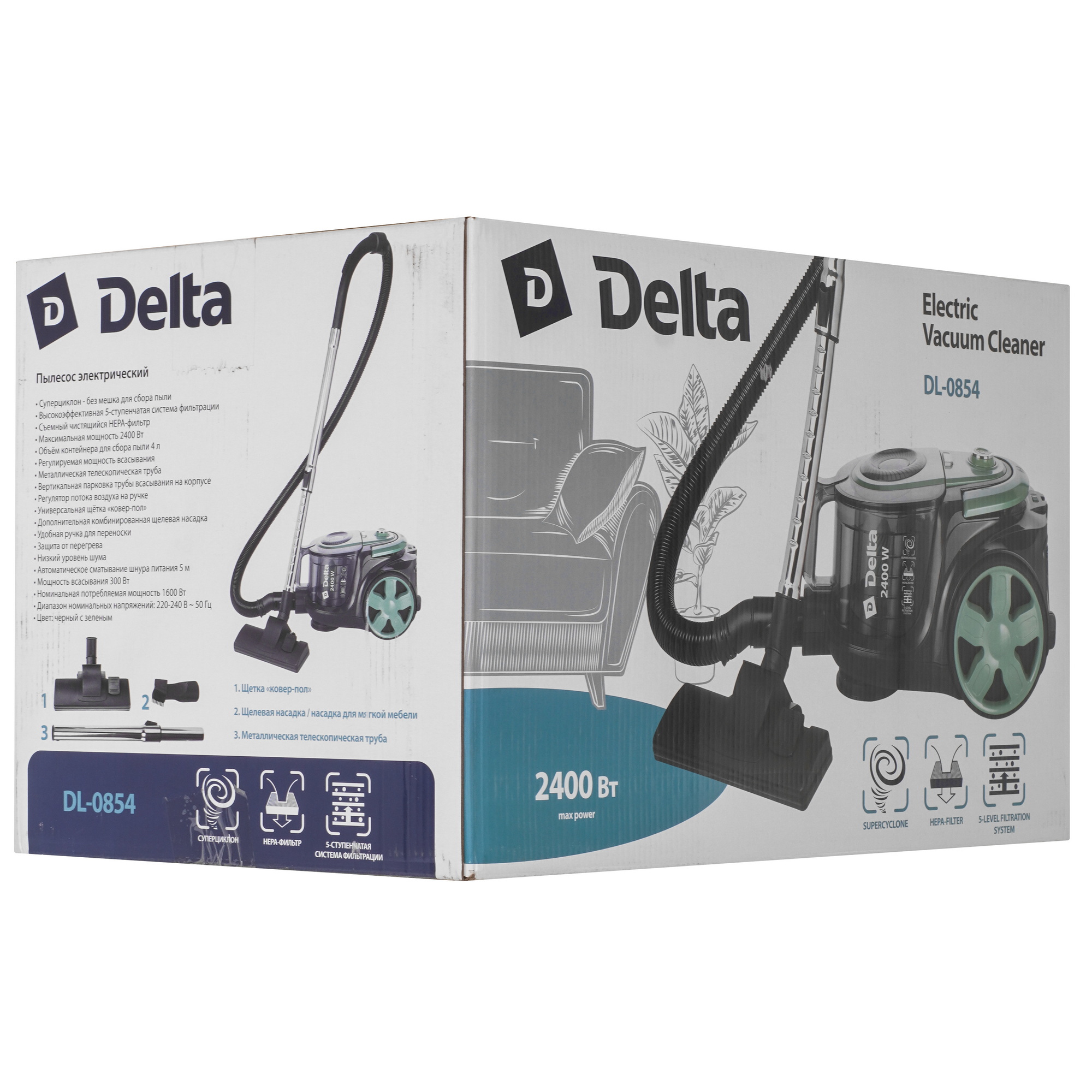 9173216 Пылесос Delta DL-0854 зеленый STDN-0116545 - Вид №14