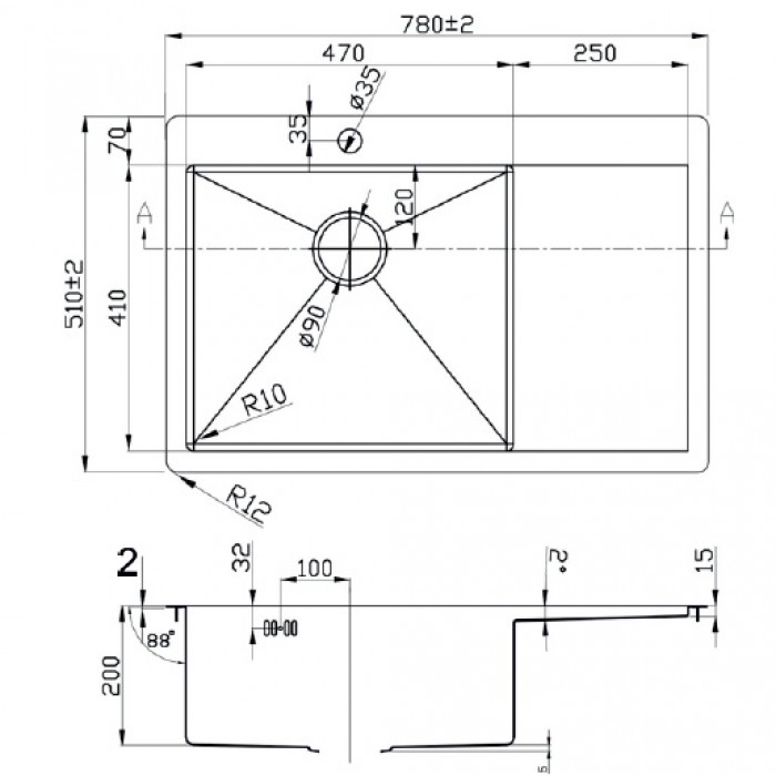 Zorg ZL R-780510 R Мойка кухонная прямоугольная Zorg  - Вид №2