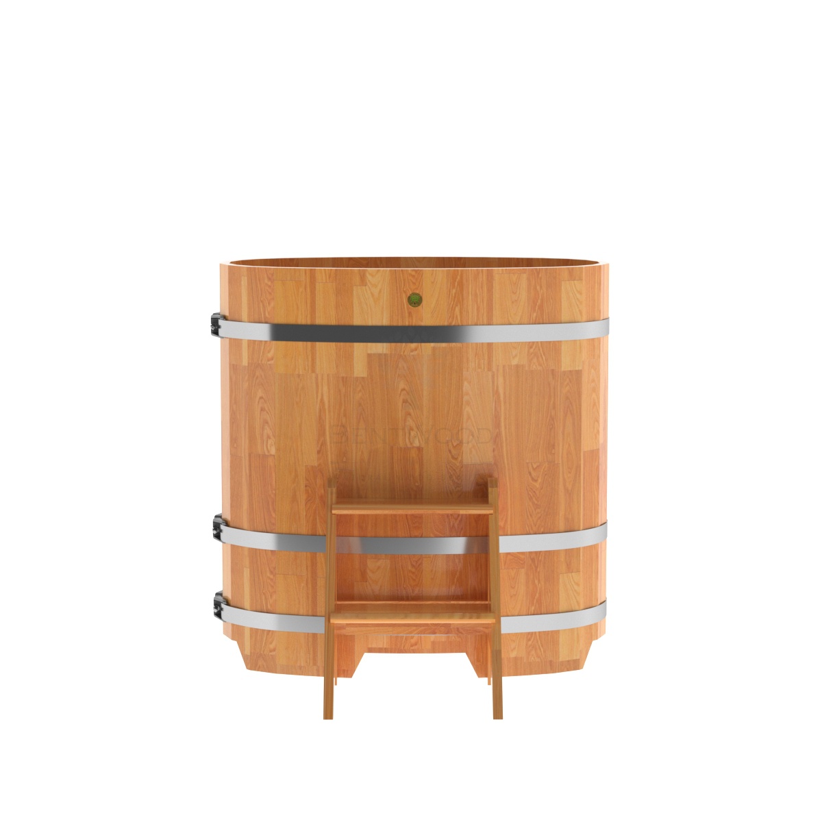 1487 Купель овальная из сращенных ламелей лиственницы 0,59х1,06х1,1 натуральная Alyarus  - Вид №3