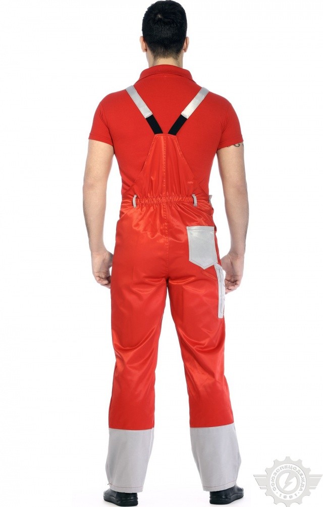 61488 Полукомбинезон "Мастер" красный-светло-серый  Летняя спецодежда  размер 60-62/182-188  - Вид №3