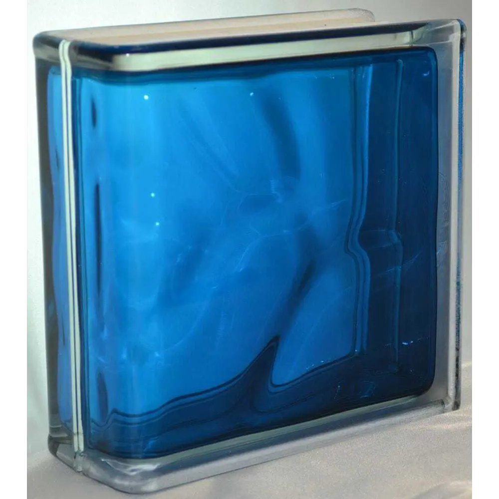Стеклоблок Vitrablock Волна окрашенный внутри торцевой цвет синий STLM-2206899