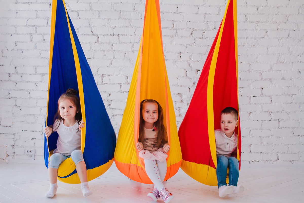 Подвесное кресло-кокон сине-желтое ПОКАЧАЙКА  326709 Синий Santreyd  - Вид №1