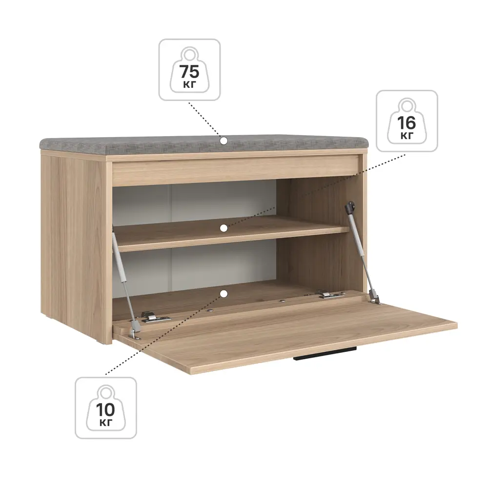 Банкетка Лион 80x49x41.7 см ЛДСП цвет дуб комано Santreyd STLM-2028423 - Вид №4