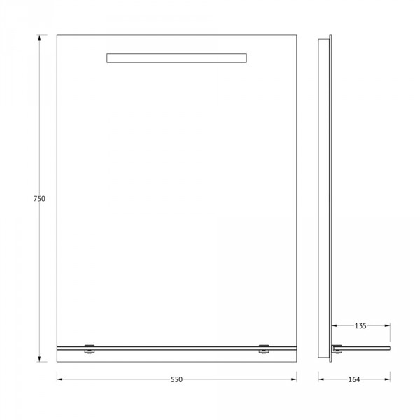 Зеркало с полочкой со встроенным LED-светильником 3,5W 55x75 см EVOFORM BY 2153 sun-id-561508 - Вид №2