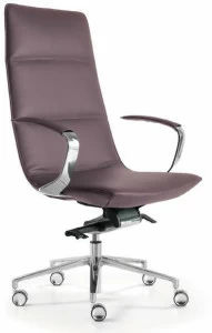 Quinti Sedute Поворотное кожаное кресло исполнительное с 5-ю спицами и подлокотниками Amelie