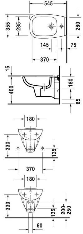225715 Биде подвесное D-Code Duravit - Вид №1