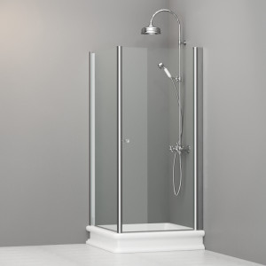 9147T0 Душевая кабина SX с распашной дверью и фиксированной боковой частью для душевого поддона 90x90 квадрат, цвет Хромированный Kerasan RETRO Италия