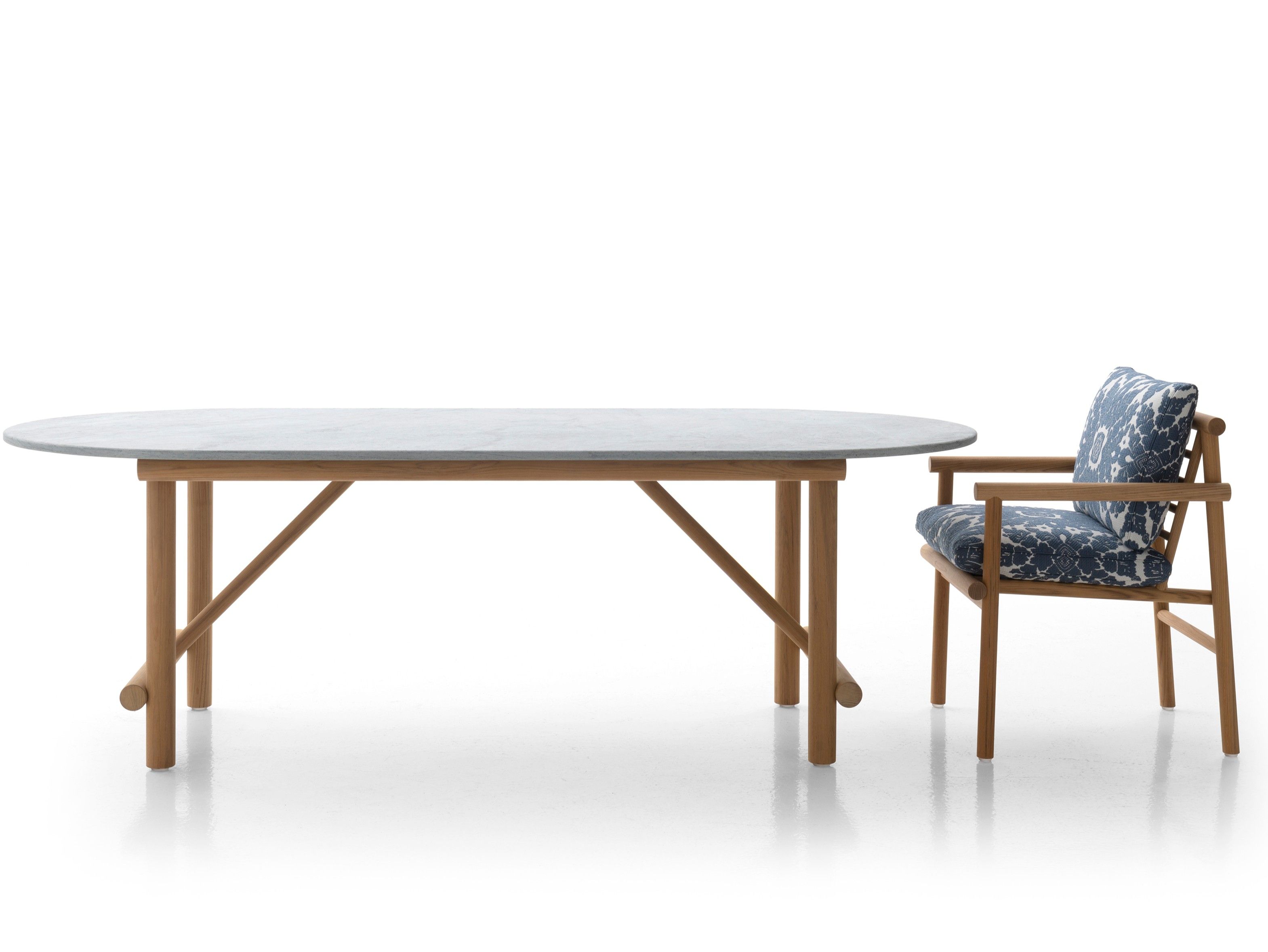 Овальный садовый стол из дерева и Змеиного камня B&B Italia Outdoor Ayana ARCH-00151299 - Вид №1