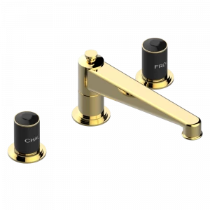 G2L-25SG Смеситель для ванны на 3 отверстия устанавливаемый на борту - излив СУПЕР ГОЛИАФ Thg-paris Faubourg - чёрный фарфор Золото