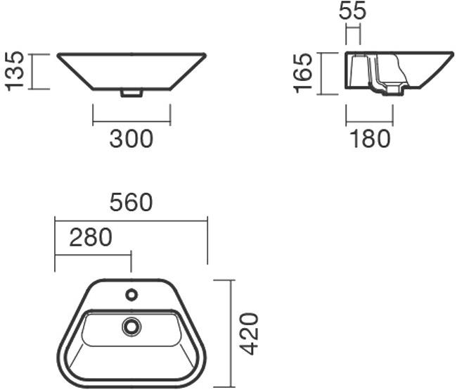 Раковина накладная 55 Sanitana GLAM S10069135900000 - Вид №1