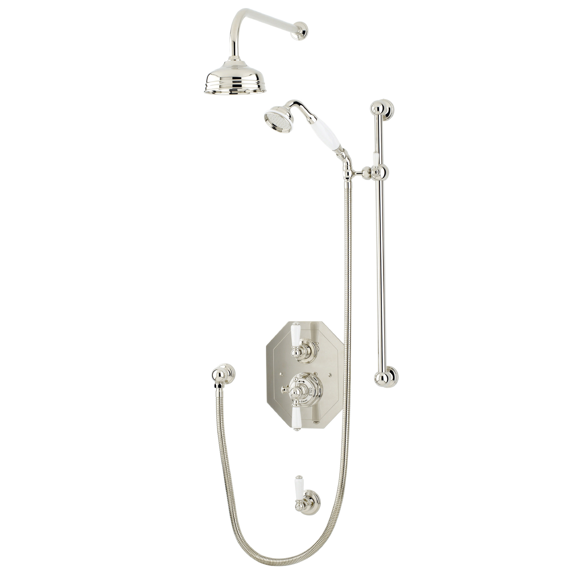 Traditional bathrooms Смеситель для душа с термостатом, фарфоровый рычаг РЫЧАГ Pr5555/nk  - Вид №4