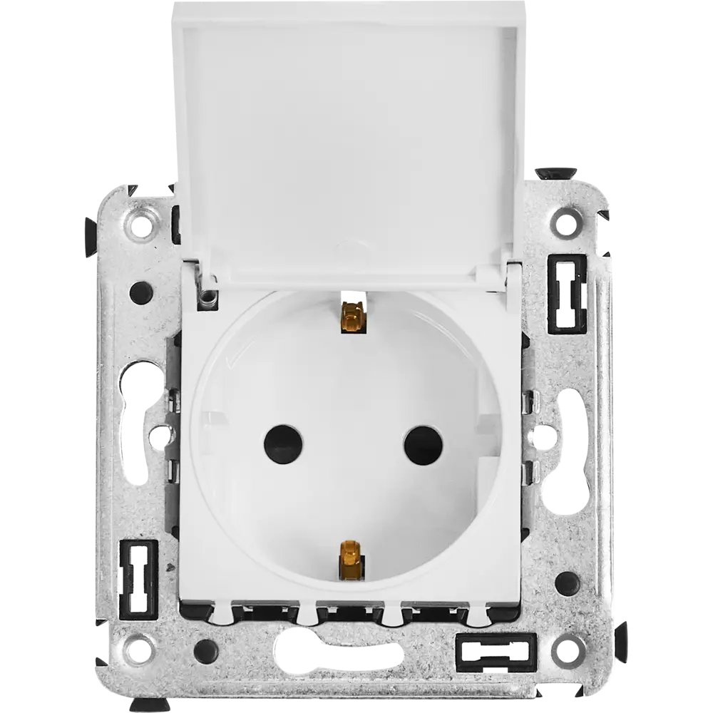 Розетка встраиваемая DKC Avanti с заземлением с крышкой и шторками цвет белое облако 85842231 STLM-2105021 - Вид №1
