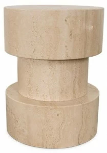 Essential Home Круглый журнальный столик из травертина для гостиной Happy few