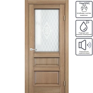 Дверь межкомнатная остеклённая с замком в комплекте Барселона 200x60 см ПВХ цвет орех