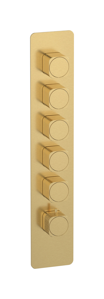 External part of thermostatic 5 ways, square plate, vertical, Coral handle WE ARE IB eua516osneo_2 Brushed Gold Aqua