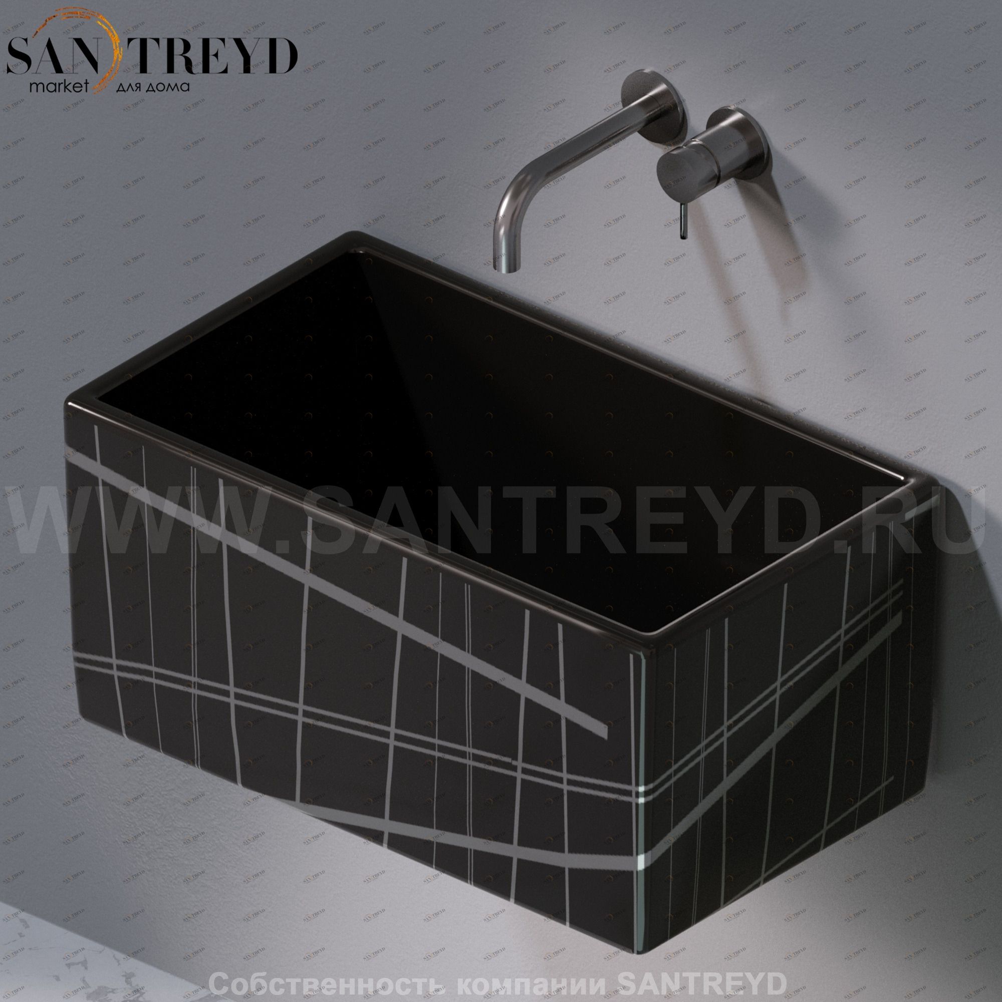 L112416P Подвесная раковина настенная прямоугольная A. e T. Italia Tower черная AeT ITALIA