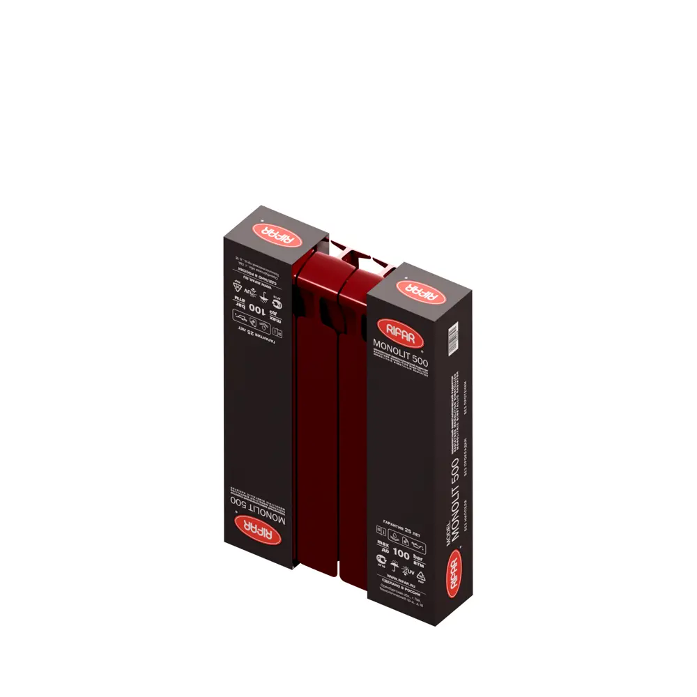 Радиатор секционный Rifar Monolit M50004RAL3011 500/100 4 секции боковое подключение биметалл бордо 82560848 STLM-2185312 - Вид №4