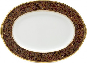 92949 Noritake Блюдо овальное Noritake "Ксавьер,золотой кант" 31см Фарфор костяной