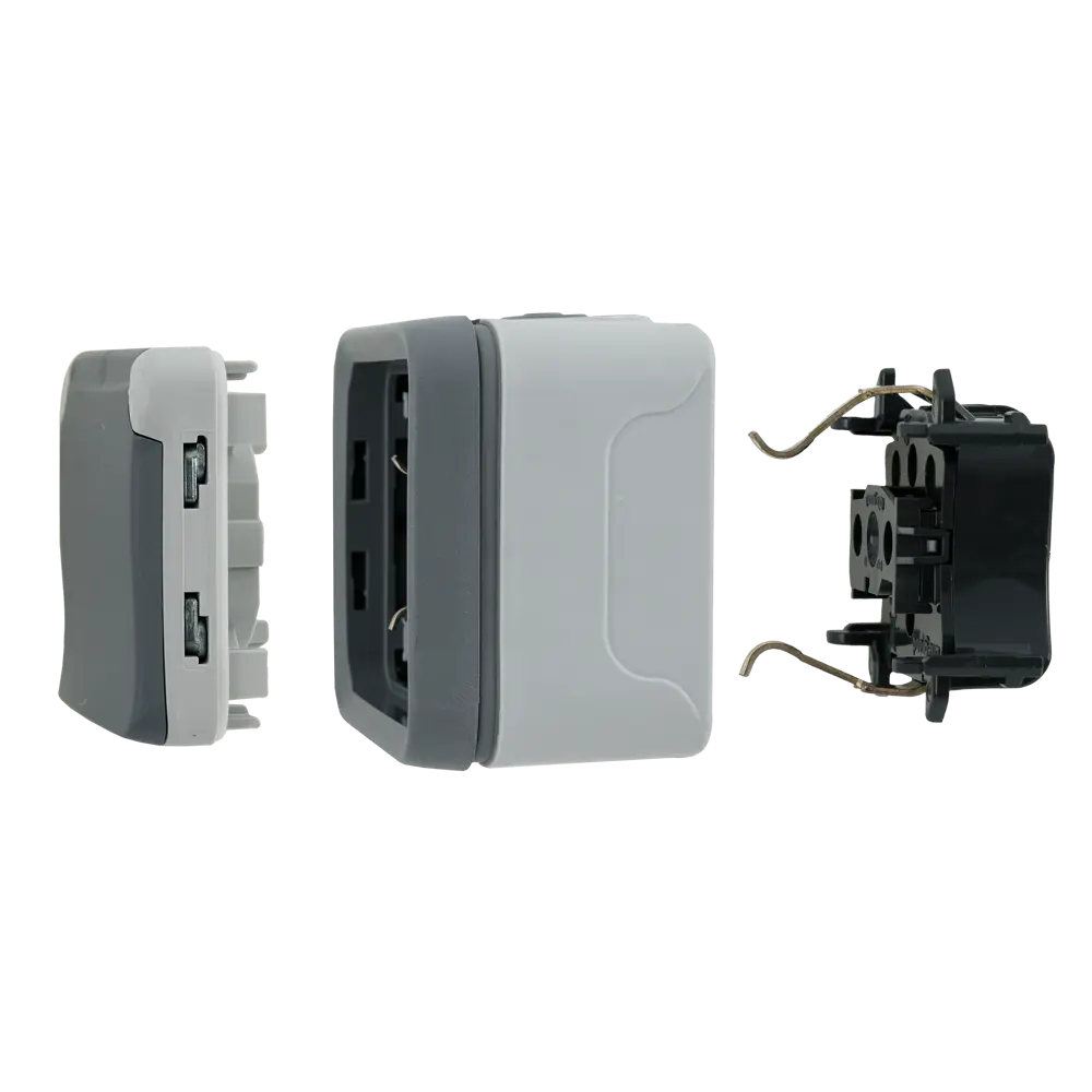 Розетка накладная Plexo с заземлением IP55 - IK07 16А в сборе, серая 13454474 STLM-2067464 legrand - Вид №4