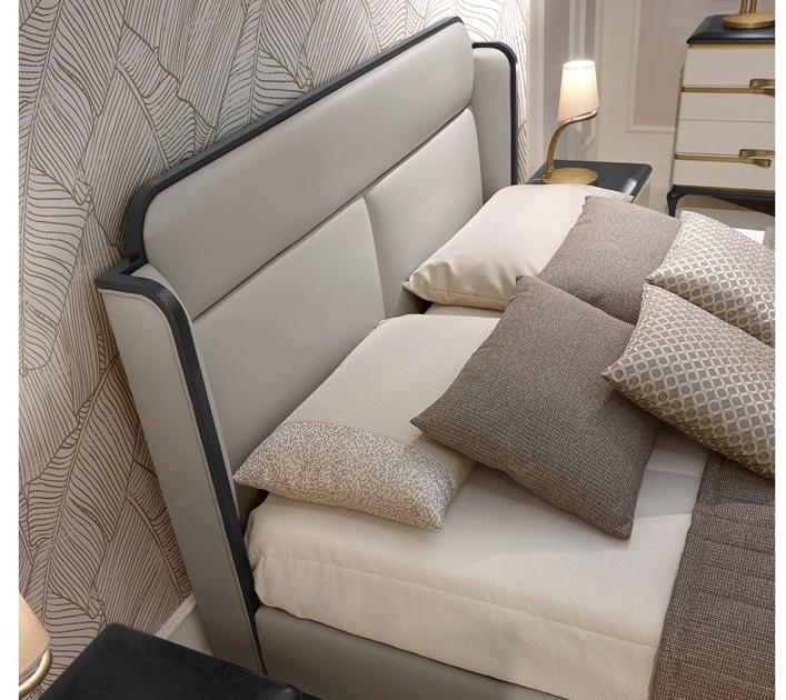 A.R. Arredamenti Двуспальная кровать из кожи с обитым изголовьем Dilan D70 - Вид №2