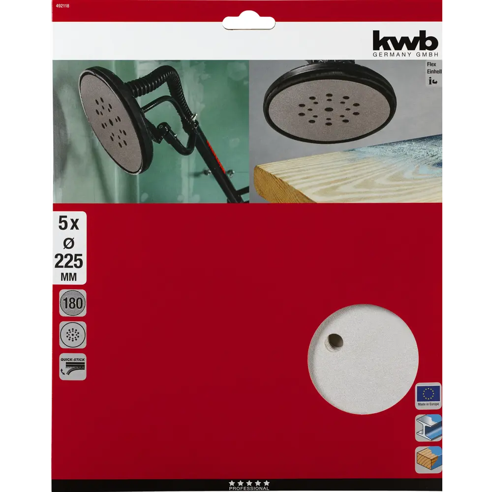 Круг шлифовальный KWB P180 225 мм, 5 шт. 83245504 STLM-2196324  - Вид №1