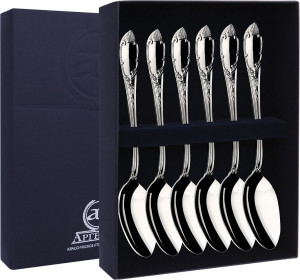 10643587 Аргента (Россия) Набор чайной ложки 6пр "Престиж" +футляр Серебро 925