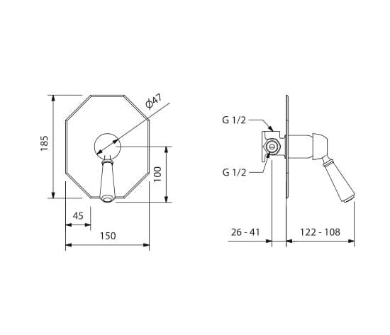 Встраиваемый однорычажный смеситель для душа Park Avenue Crowe ARCH-00069902 - Вид №2