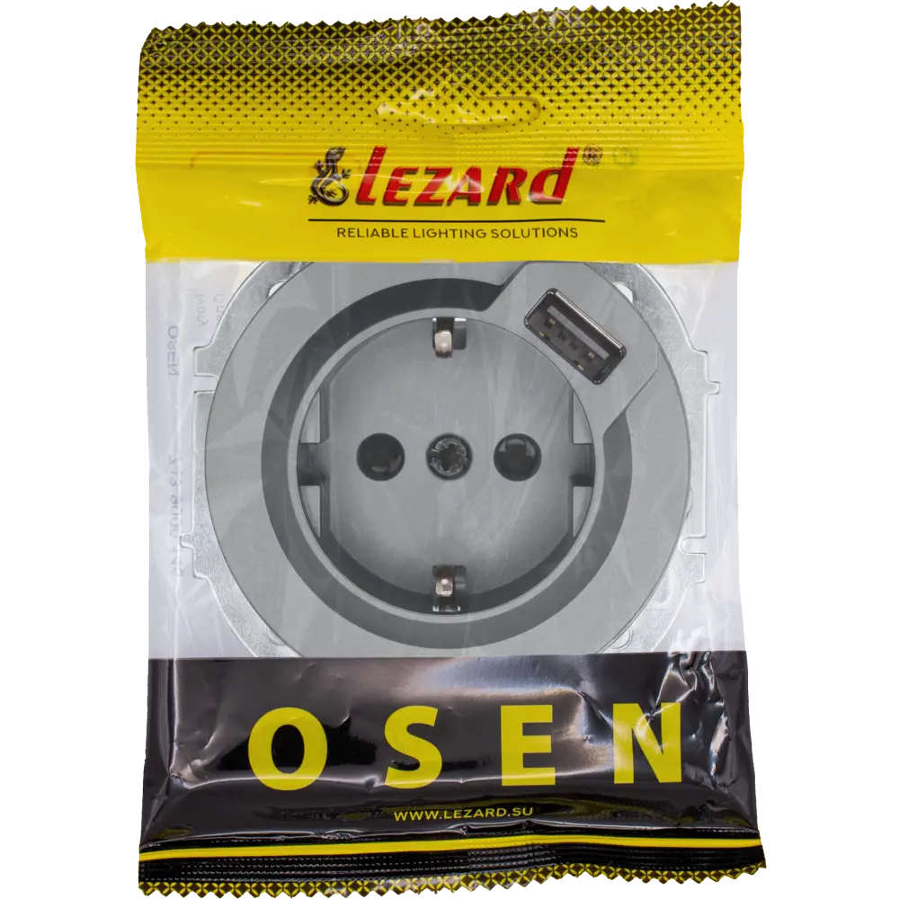 Розетка USB встраиваемая Lezard Osen с заземлением цвет серый 89424790 STLM-2151915 - Вид №6