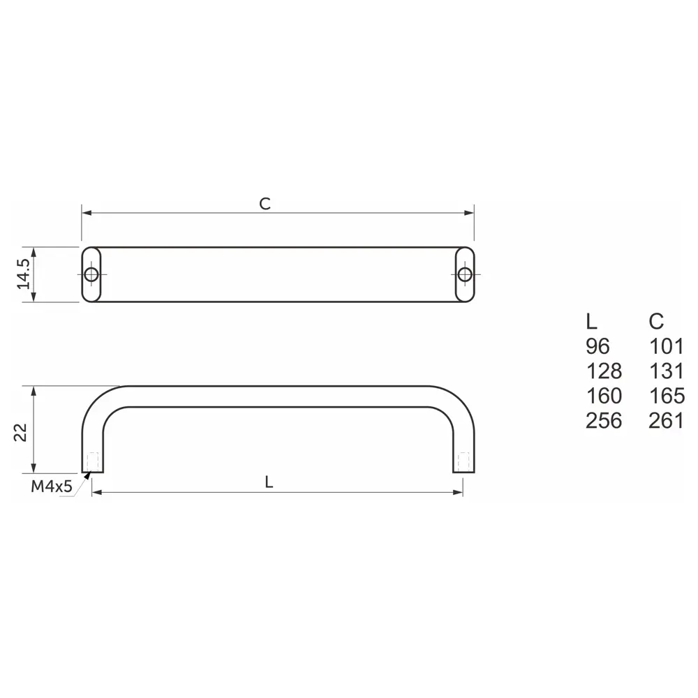 Мебельная ручка-скоба UA340-128 128 мм графит AKS STLM-2045102 - Вид №5