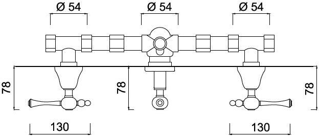 Rubinetteria Giulini Смеситель для душа на 3 отверстия с переключателем Londra 7216w3 - Вид №1
