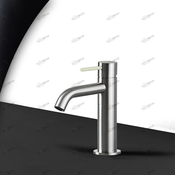 Смеситель для раковины сталь матовая с серой ручкой Toki Radomonte TKS1SCIL19