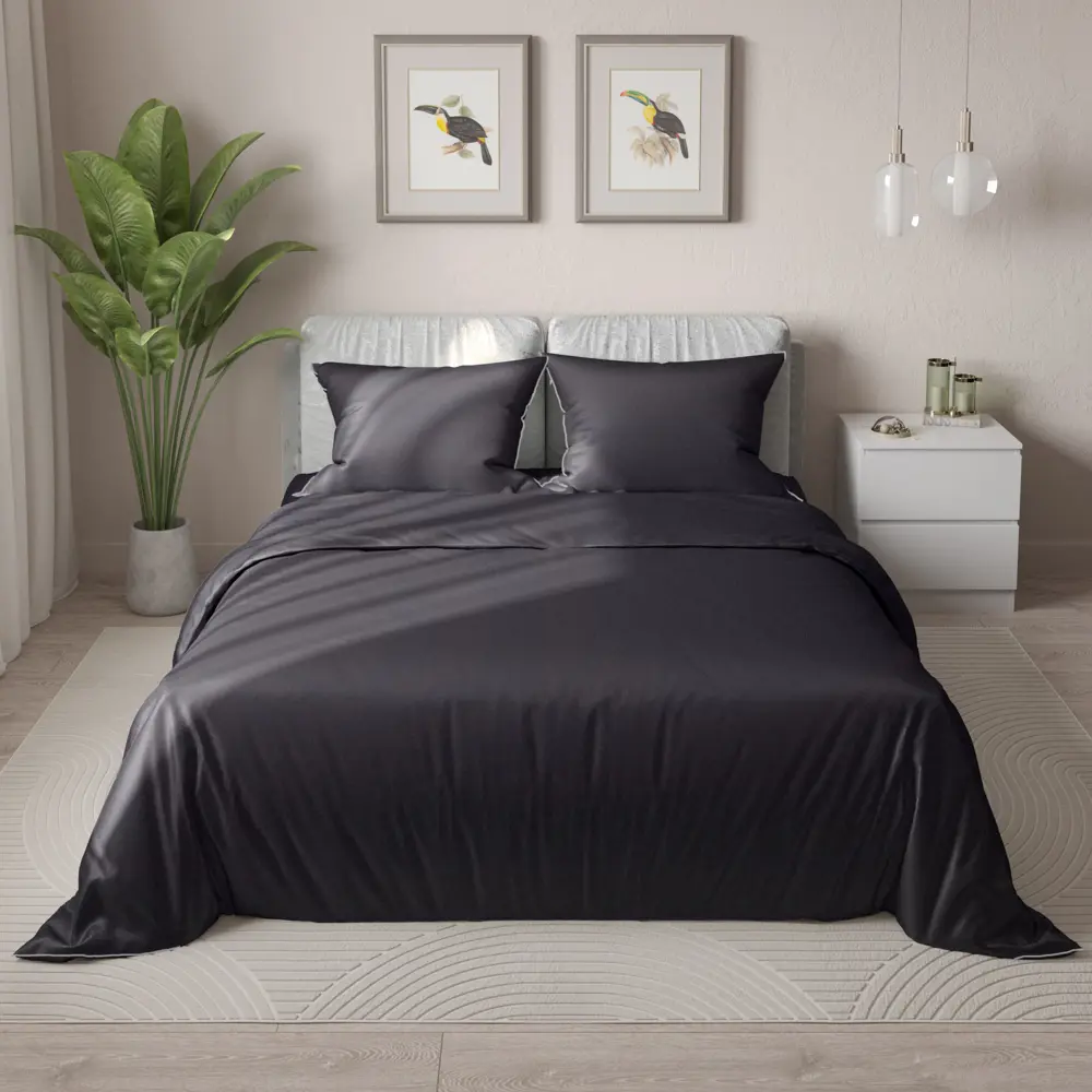 Комплект постельного белья Amore Mio Tornado евро тенсель серый 89426001 STLM-1565864