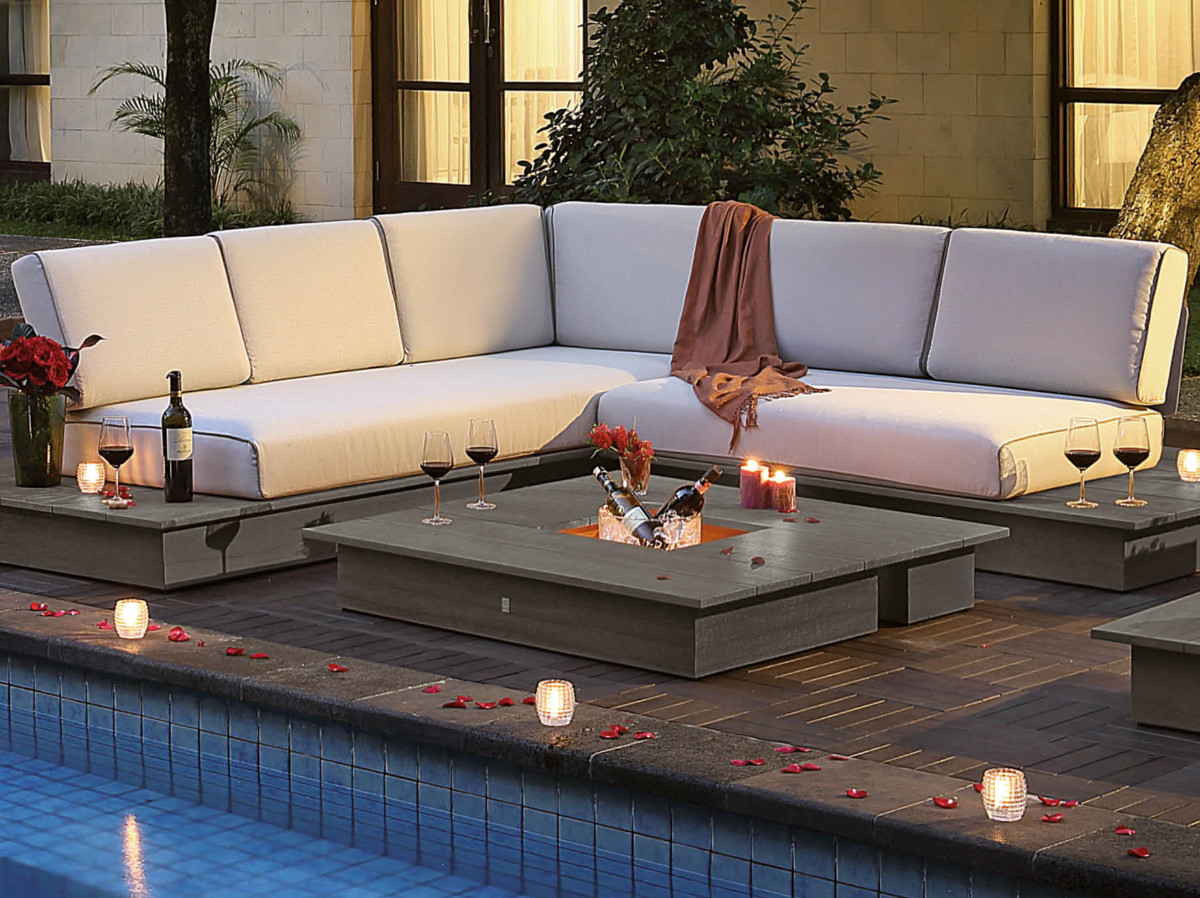 98.00.0703 La Villa Lounge Set Stone grey - вкл. 1x 3-местный с обивкой, 1x 2-местный с обивкой, 1x стол для отдыха Mbm 