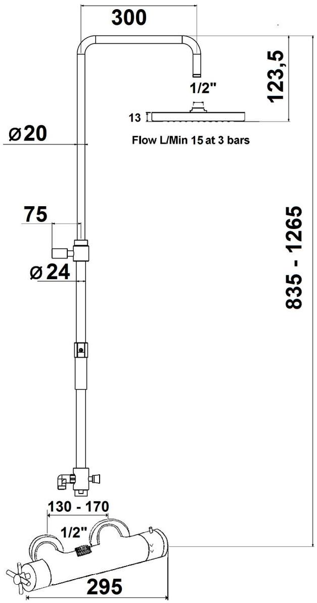 rvb Настенная термостатическая душевая стойка с ручным душем Sully 4532.--.74 - Вид №1