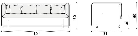 Ethimo 3-х местный тканевый садовый диван Esedra Esd3ban - Вид №5