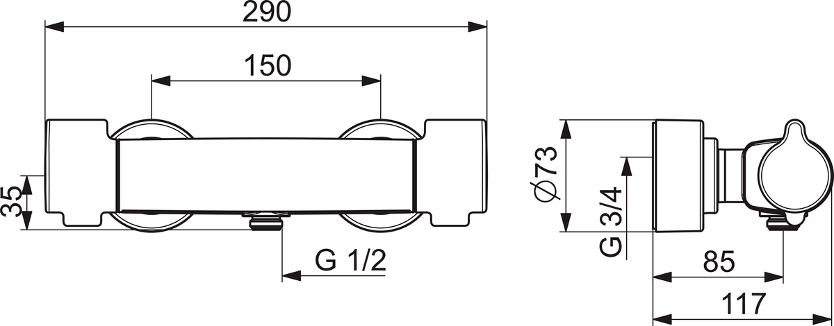 Oras 5660 Смеситель для душа 5660 Clinica Хром  - Вид №1