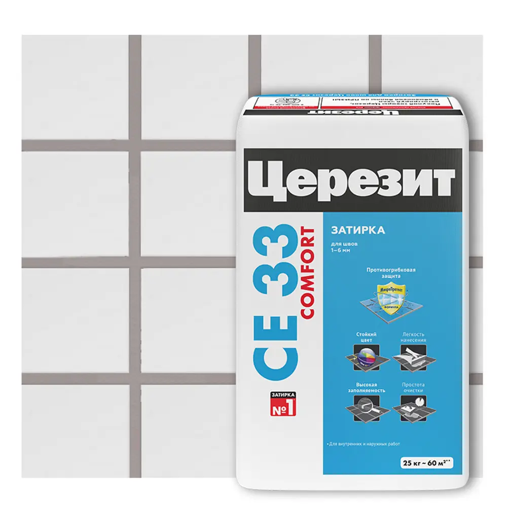 Церезит CE 33 Comfort: Цветная затирка для идеальных швов 82040410 STLM-0018208