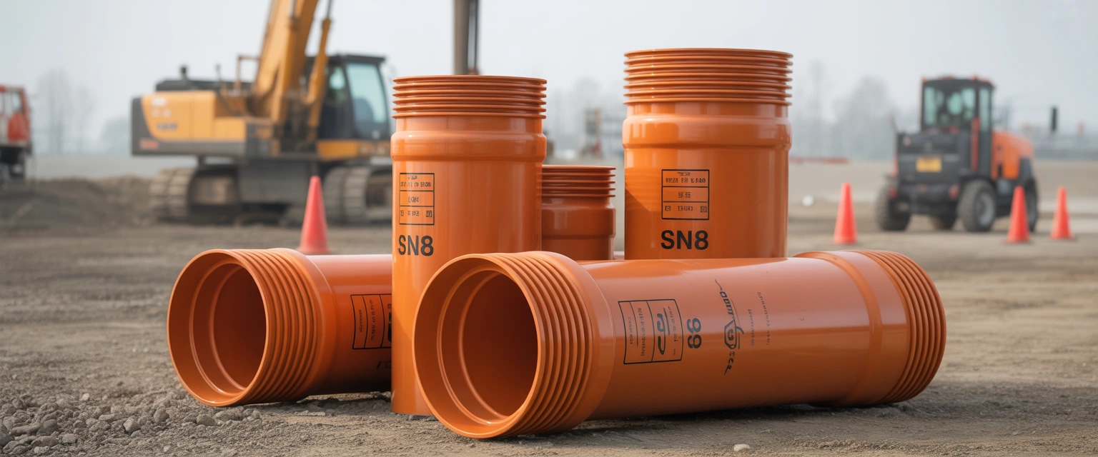 Трубы ПВХ оранжевые SN8 – для дорог и парковок (глубина до 6 м) - Баннер категории